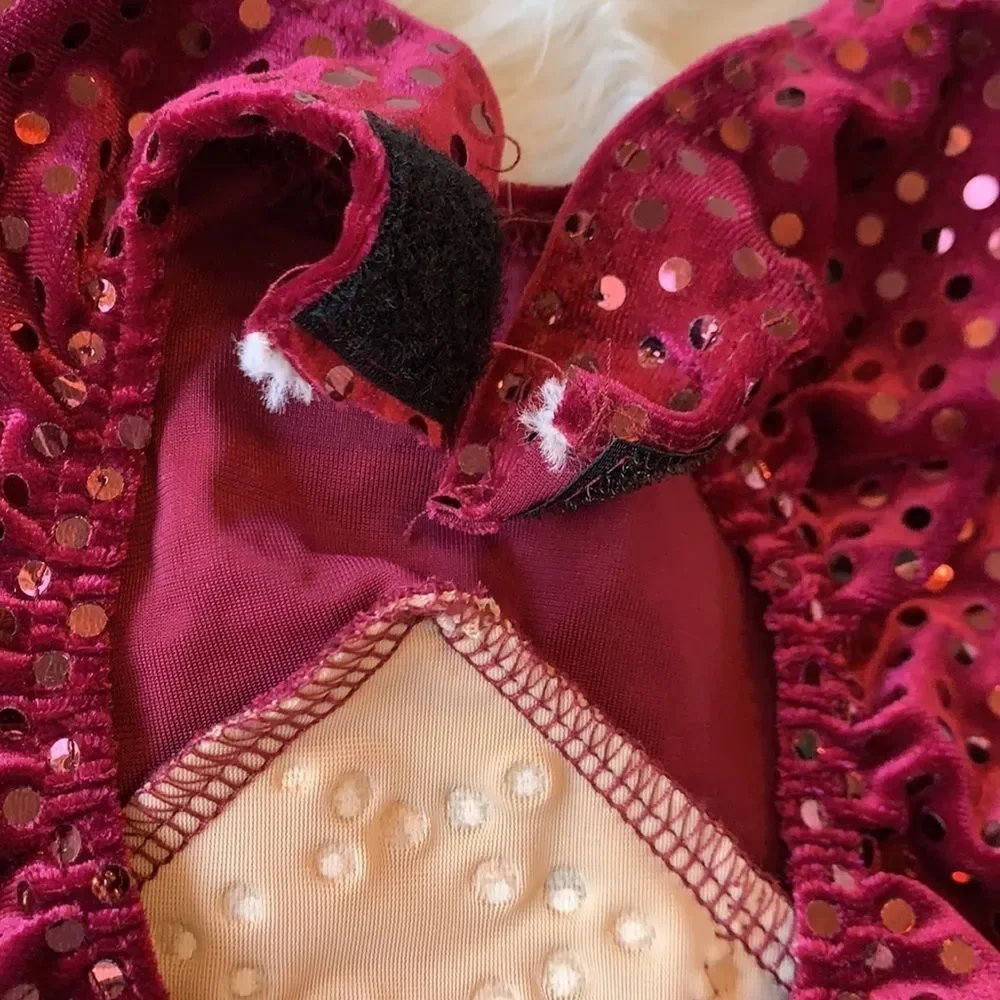 Artstone maroon velvet fringe dance costume Size Medium Child